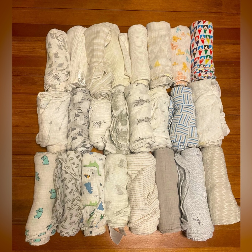 24 Assorted Muslin Baby Swaddle Blankets by Aden Anais, Pottery Barn, Cloud 9